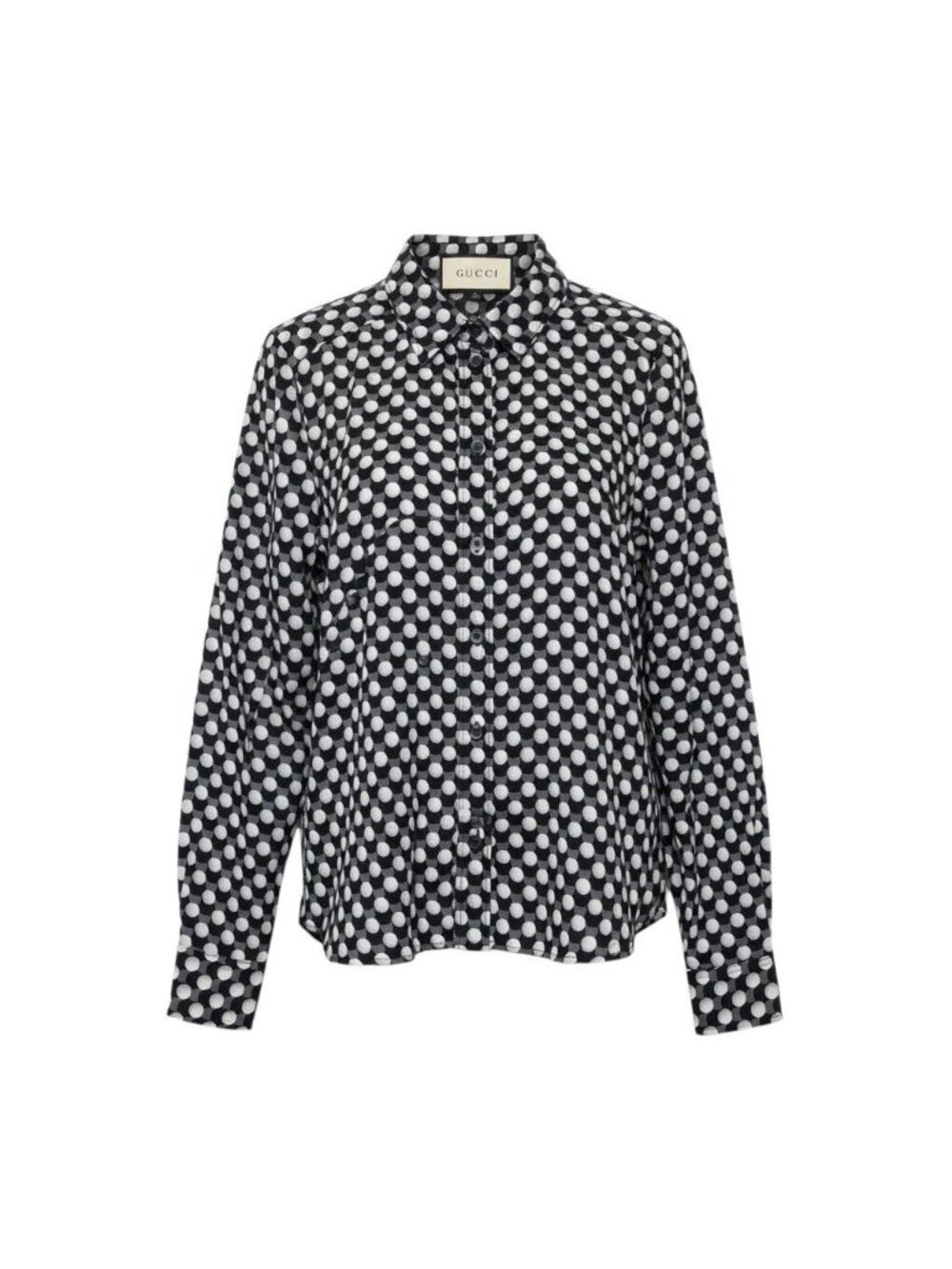 Gucci Long Sleeve Shirt Interlocking G Golf Ball Black White 38